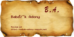 Babák Adony névjegykártya